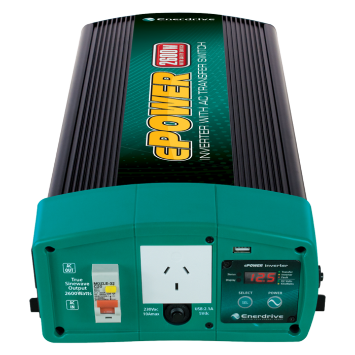 Enerdrive ePOWER 2600W/12v w/RCD & AC Transfer Switch